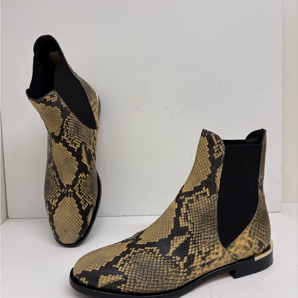 Jimmy Choo Black and Tan Snakeskin Ankle Boots